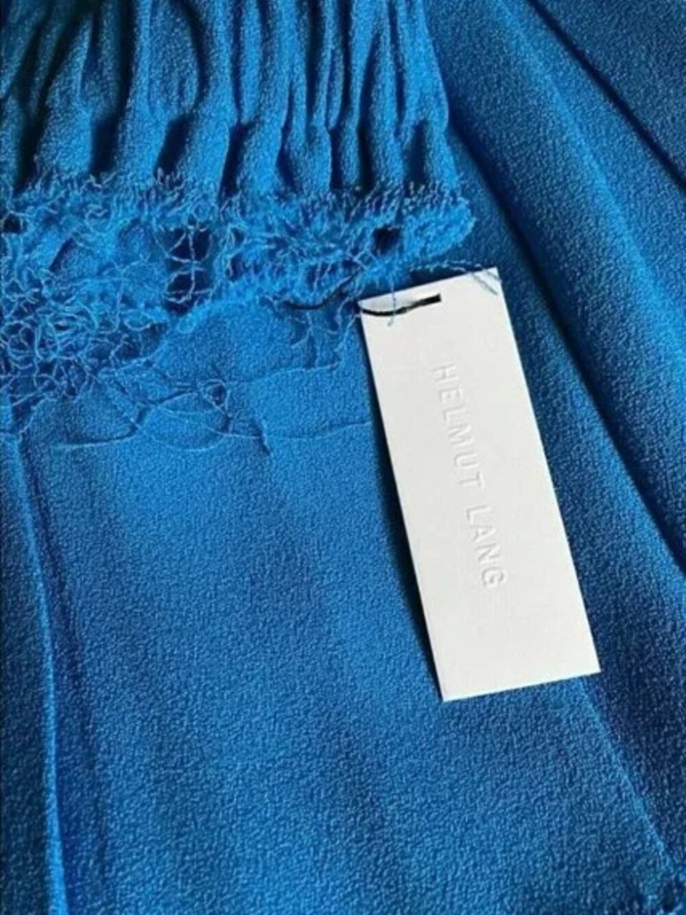 NWT Helmut Lang Nubby Viscose Ruched Icy Blue Women Size 2 Loose Fit Gypsy Skirt - Picture 3 of 9